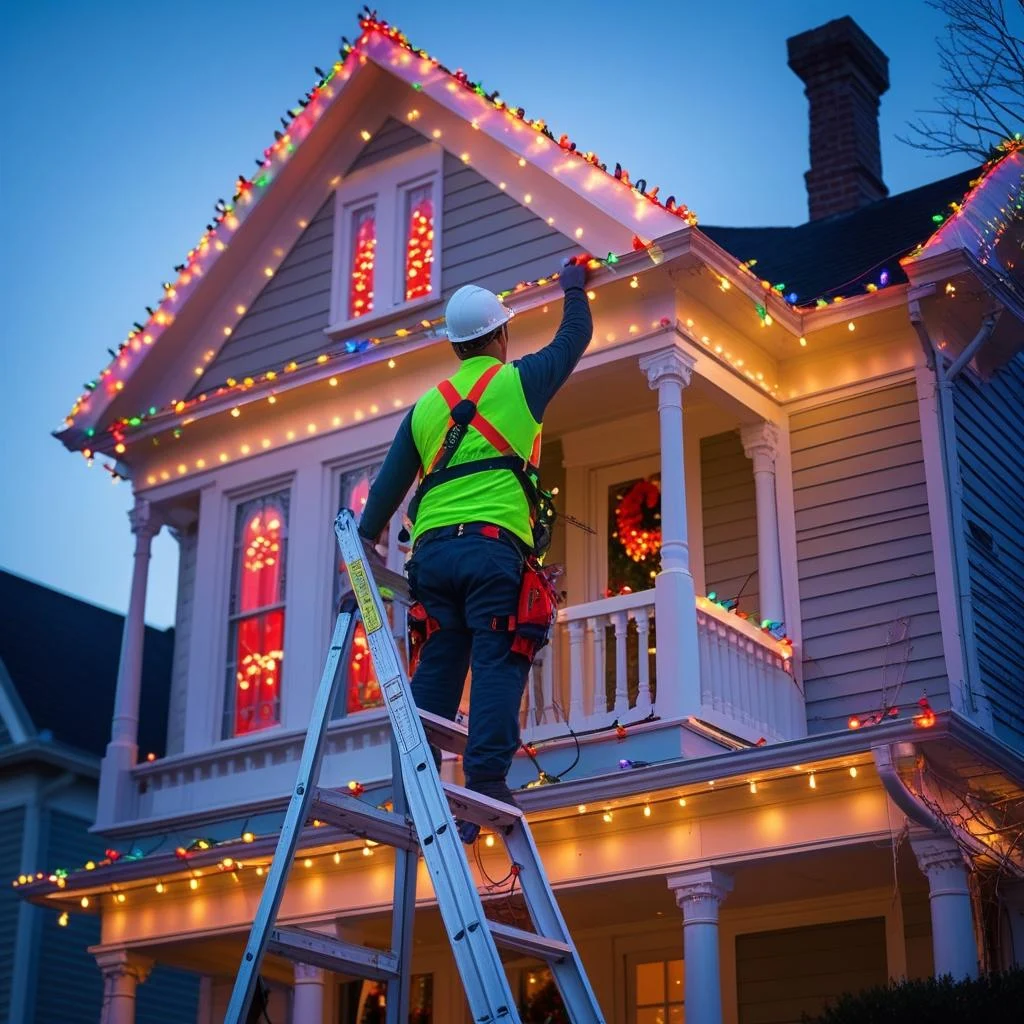 christmas holiday light installation